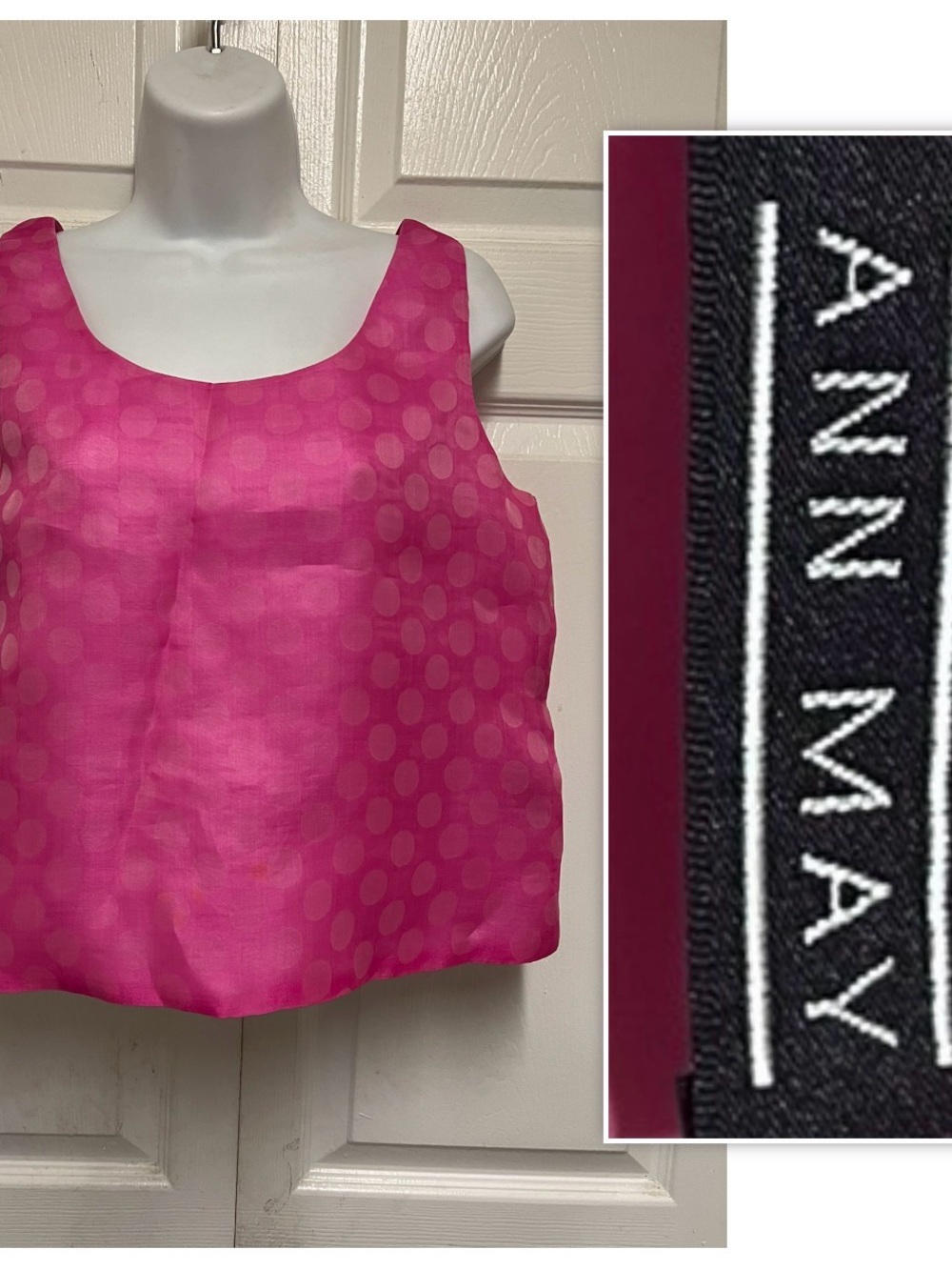 Ann May Fuchsia Silk Square Tank